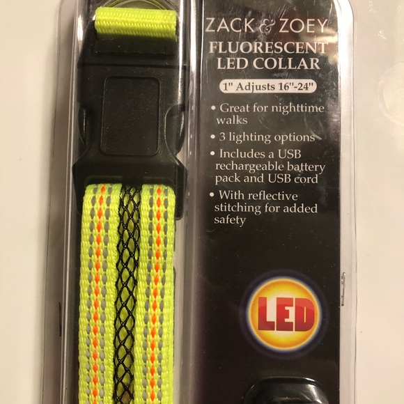 Zack & Zoey Fluorescent LED Dog Collar Yellow - Picture 2 of 6